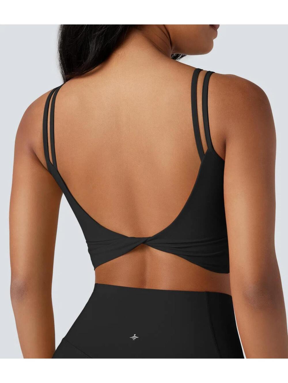 Halara UltraSculpt Double Straps Twisted Backless Cropped Tank Top Black Size L